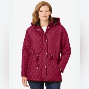 Totes® Geo Quilt Jacket Women's Quilted Hooded Jacket - Red 5X $119